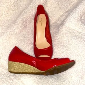 Cole Haan Red Patent Leather Wedges with Nike Air Insoles